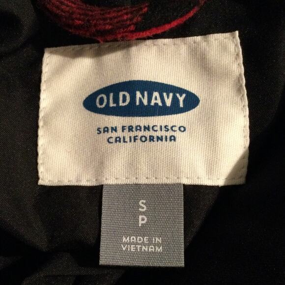 New Old Navy Red & Black Buffalo Plaid Wool Coat Small Petite - Picture 2 of 8